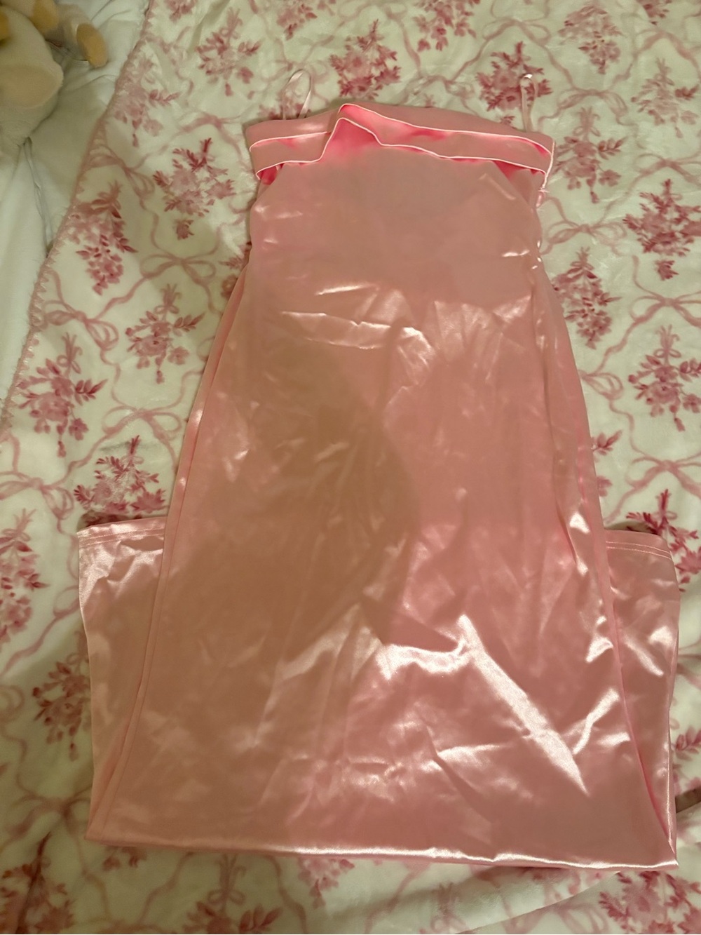 Pink Satin Strapless dress  - Women